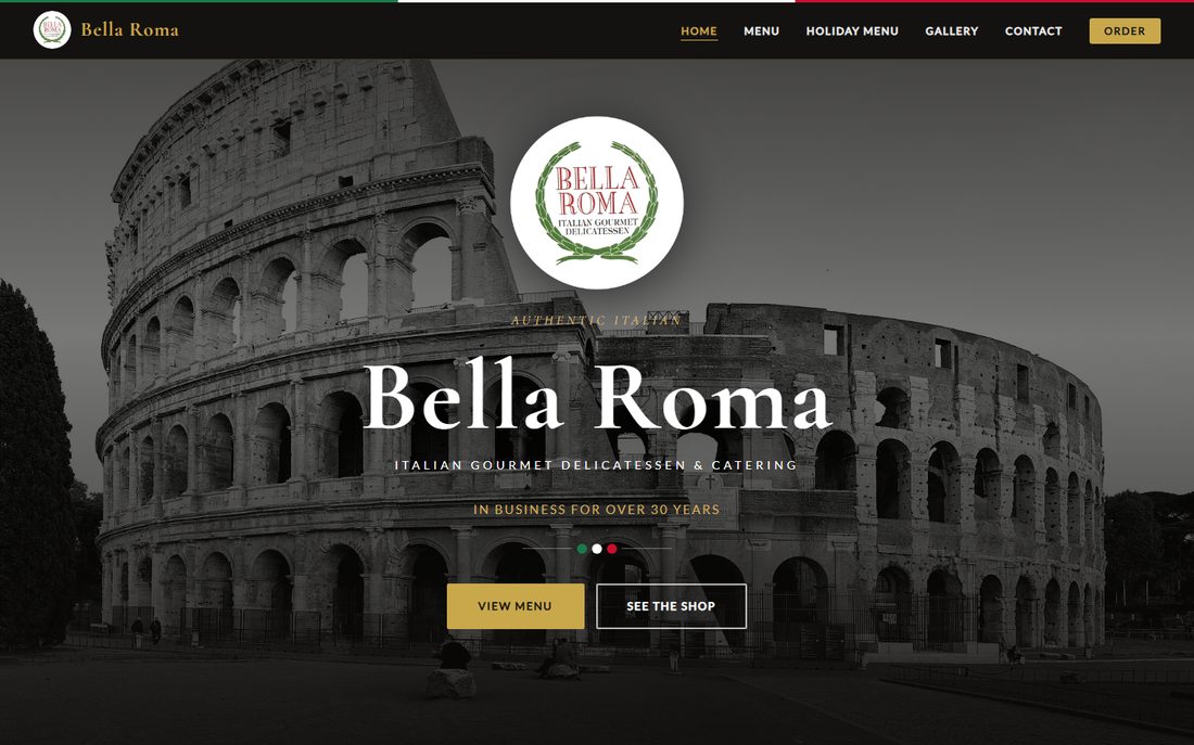Bella Roma Deli website — live homepage